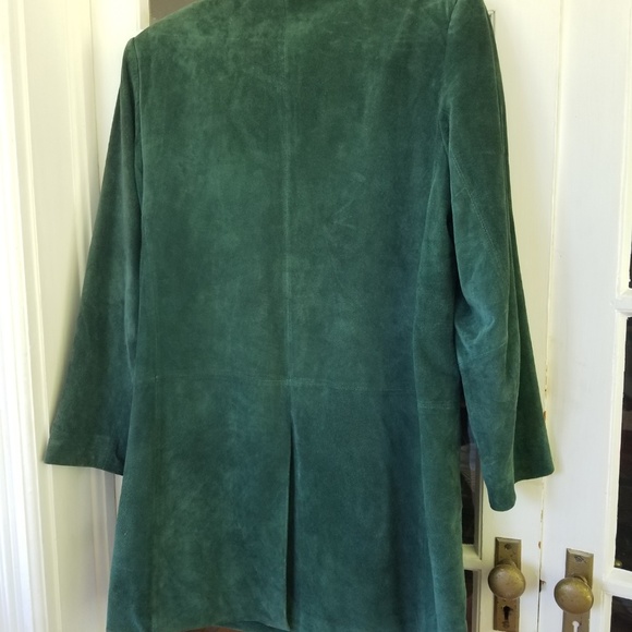 Vintage - Green Suede Long Blazer Coat - Picture 6 of 8